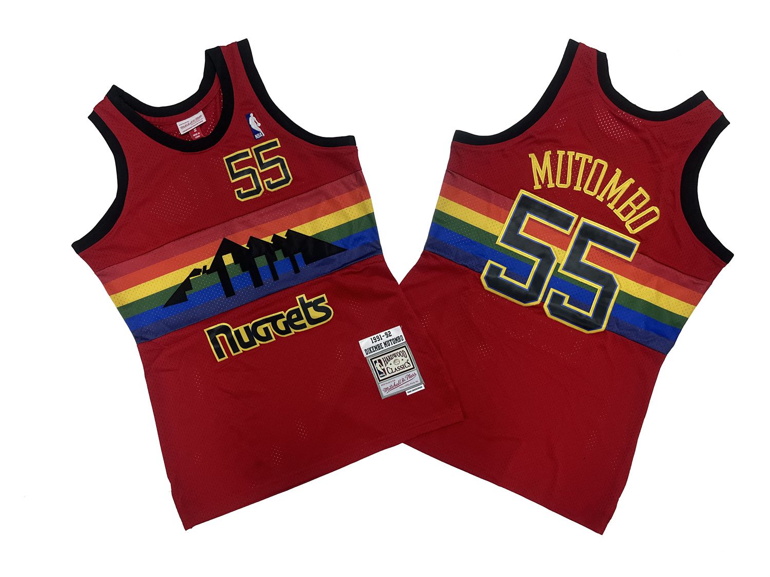 Men Denver Nuggets 55 Mutombo Red Throwback NBA Jersey